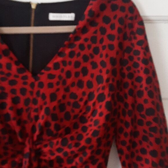 Nwot Whistles "Coletta" silk long sleeve dress, Red Animal Print stitch fix 36eu - Picture 7 of 9